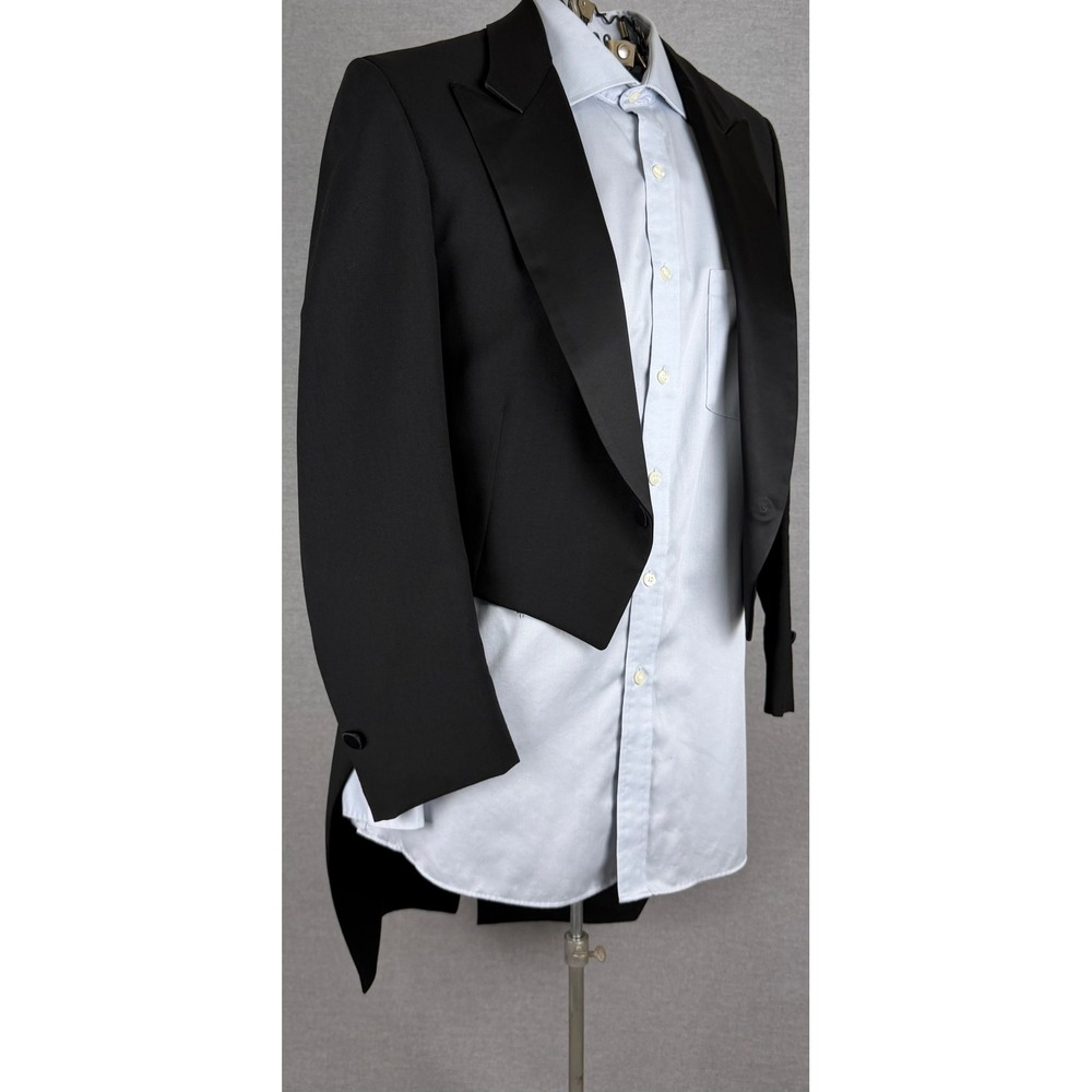 Pierre Cardin Mens Black Formal Tuxedo Tailcoat Jacket 40R Made in USA Peak